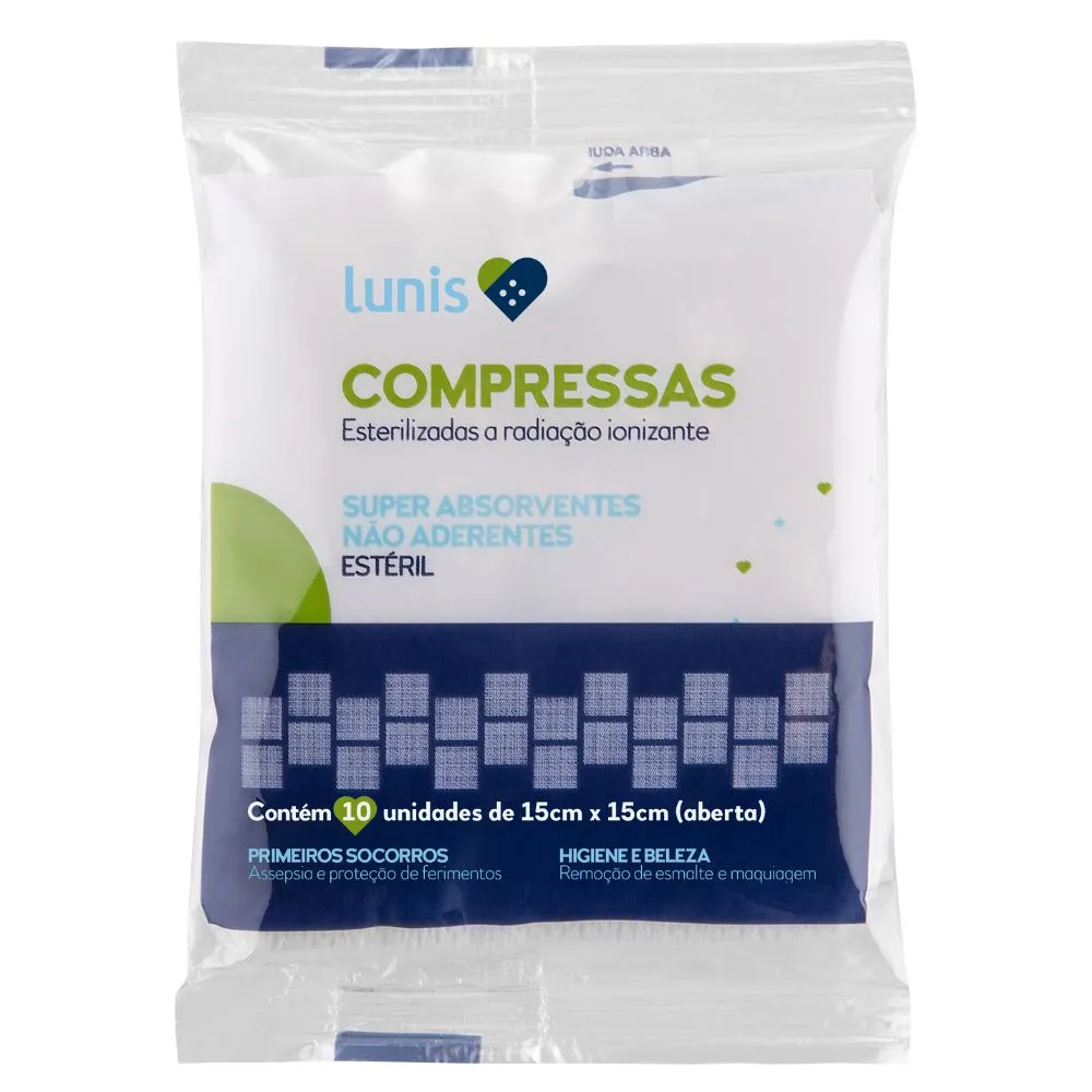 Compressa De Gaze Não Aderente Lunis 10 Unidades